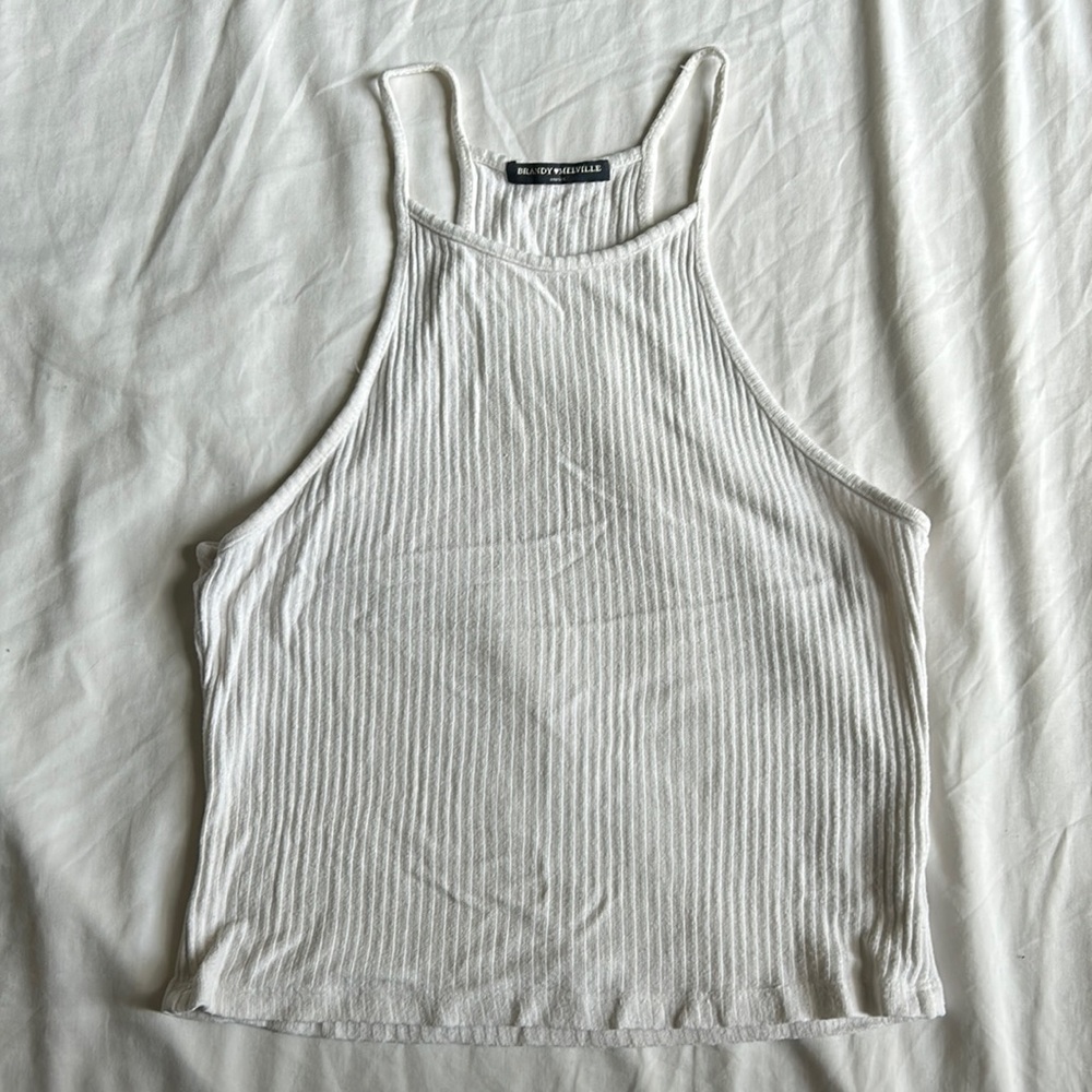 Brandy Melville White Halter Crop Top